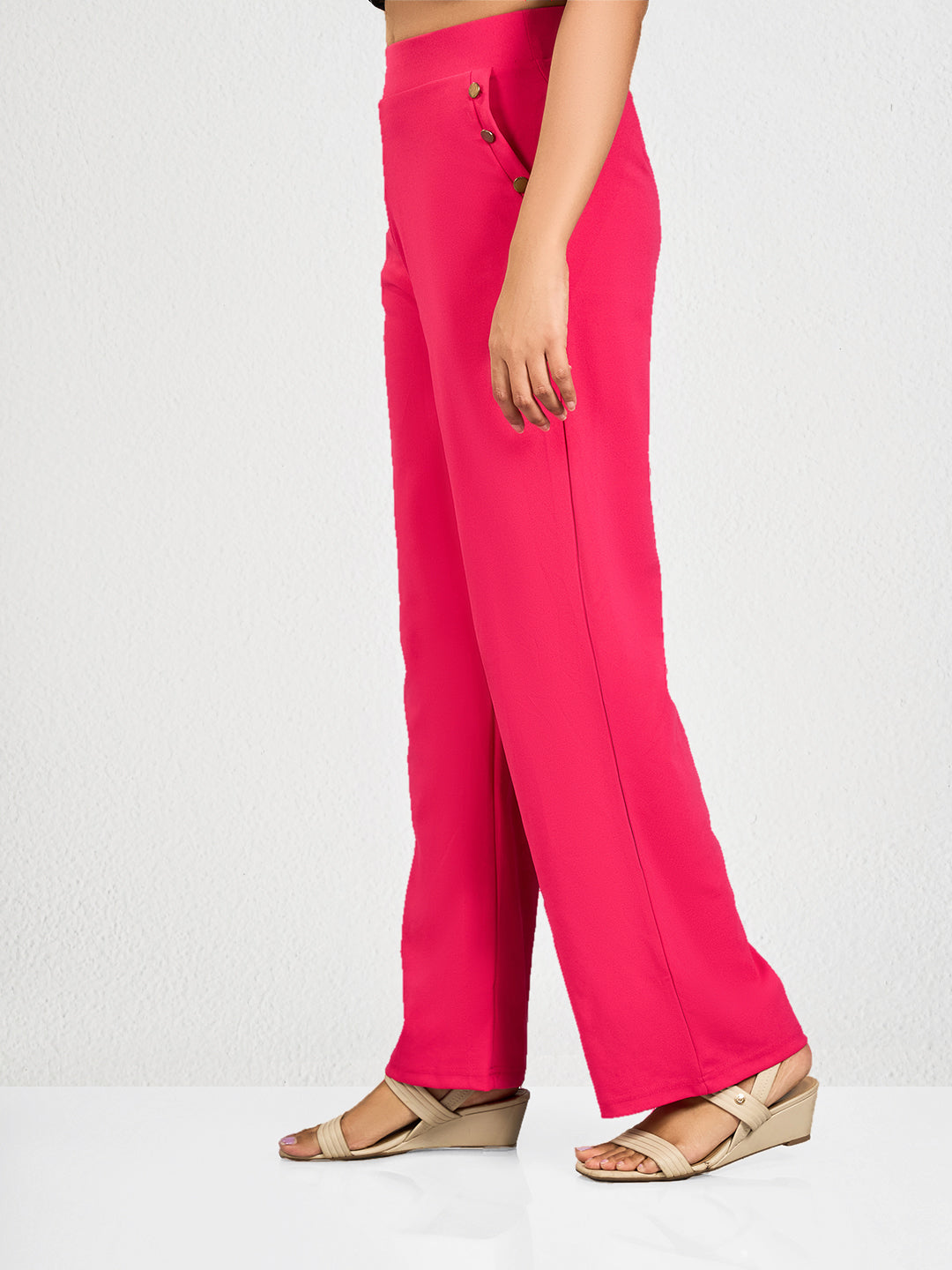 Pink Solid Track Pants for Women