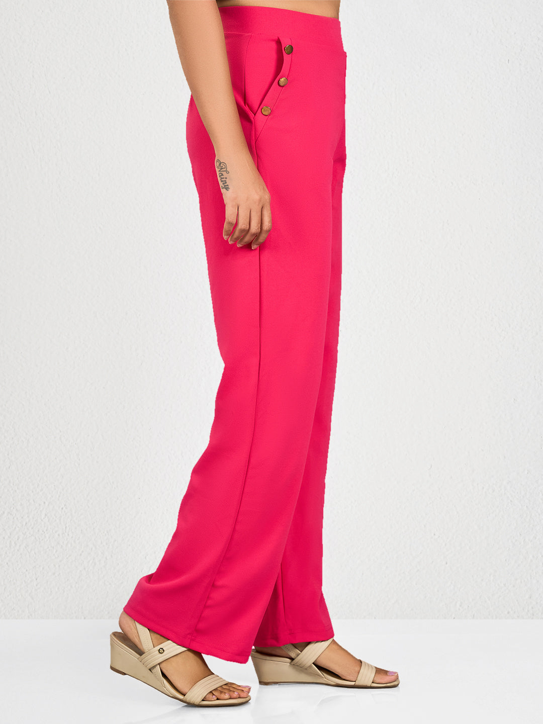 Pink Solid Track Pants for Women