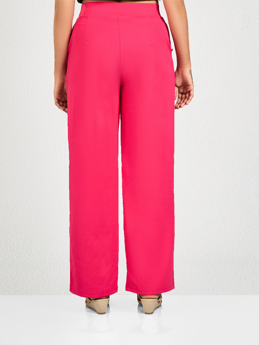 Pink Solid Track Pants for Women