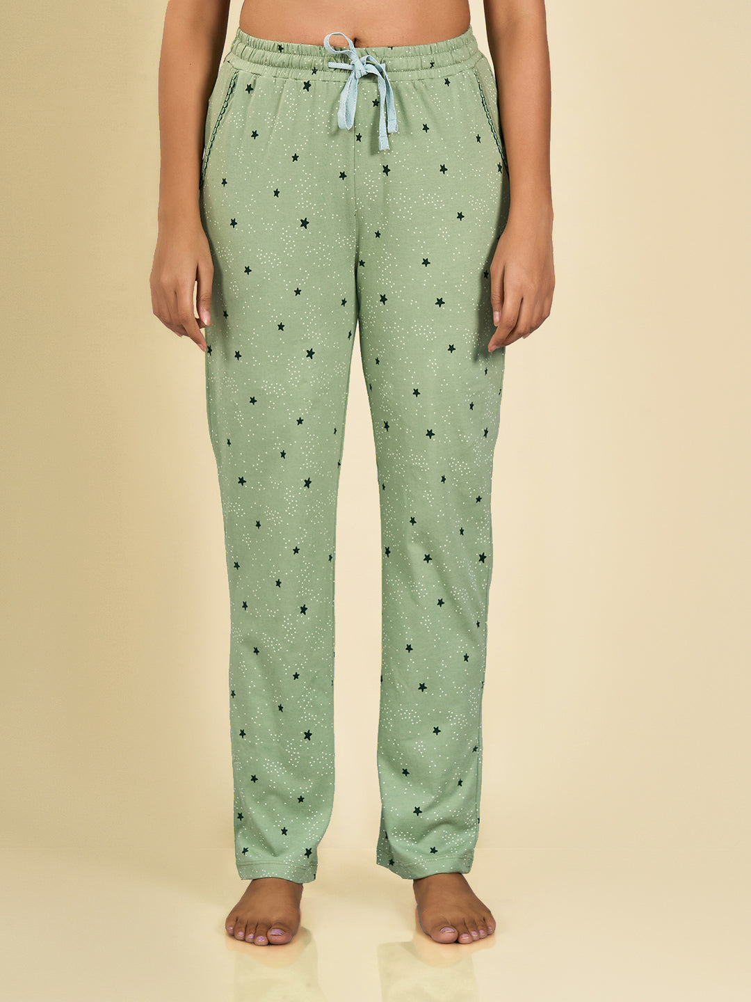 Green Printed Cotton Pyjama