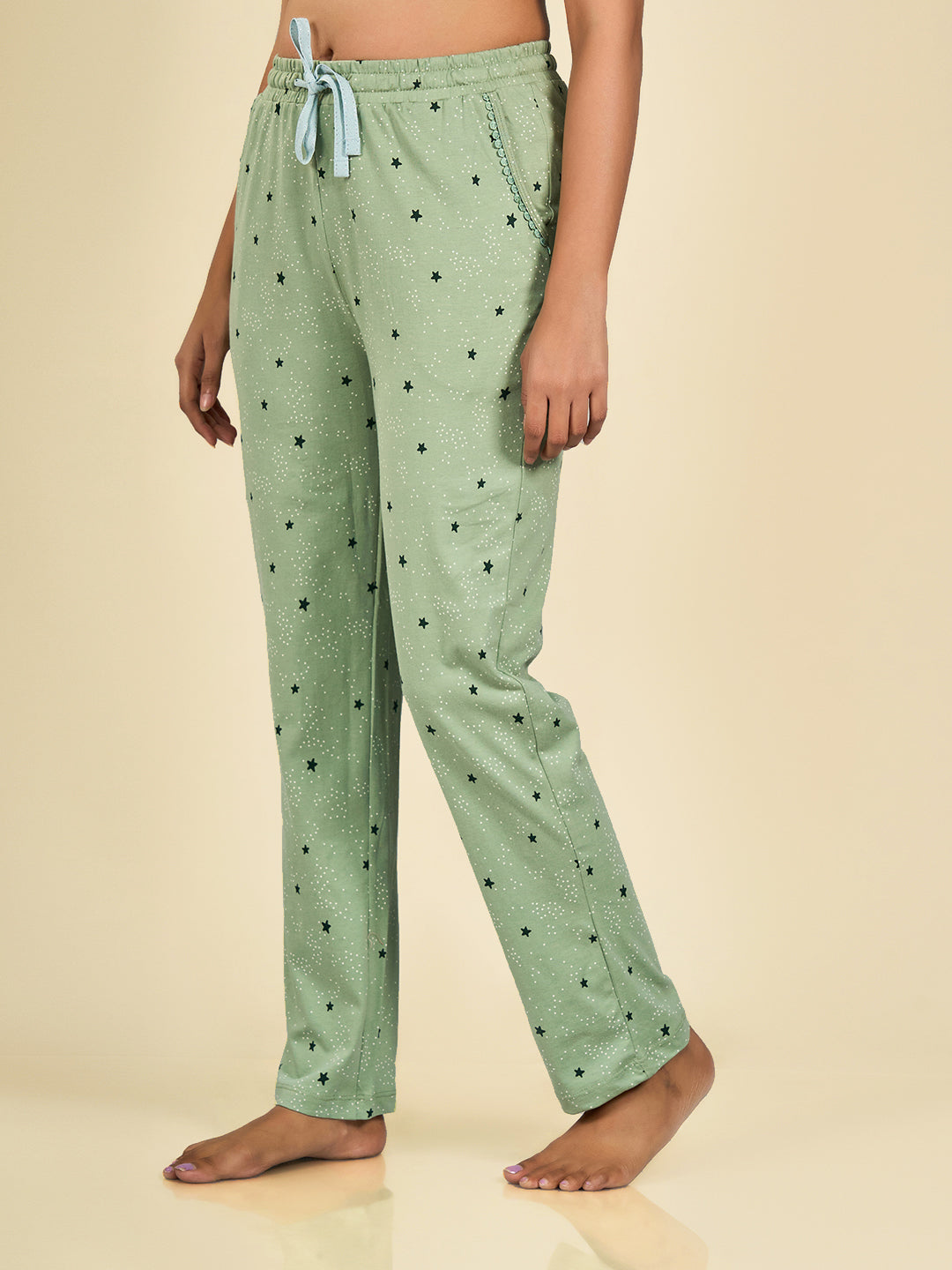 Green Printed Cotton Pyjama