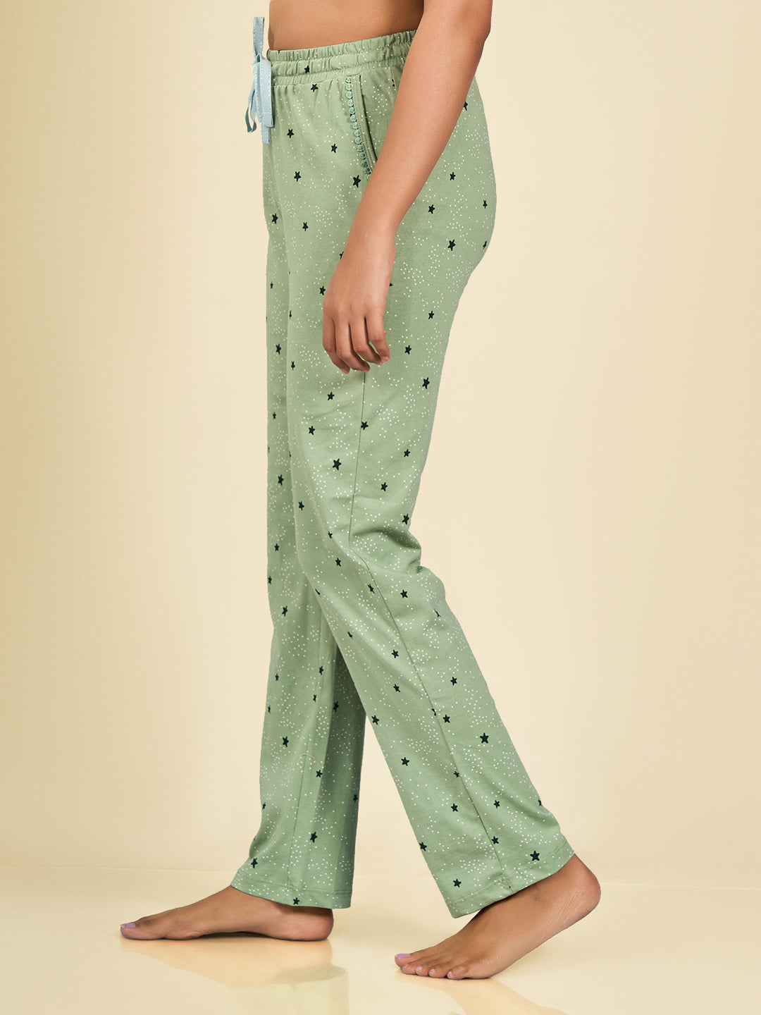 Green Printed Cotton Pyjama