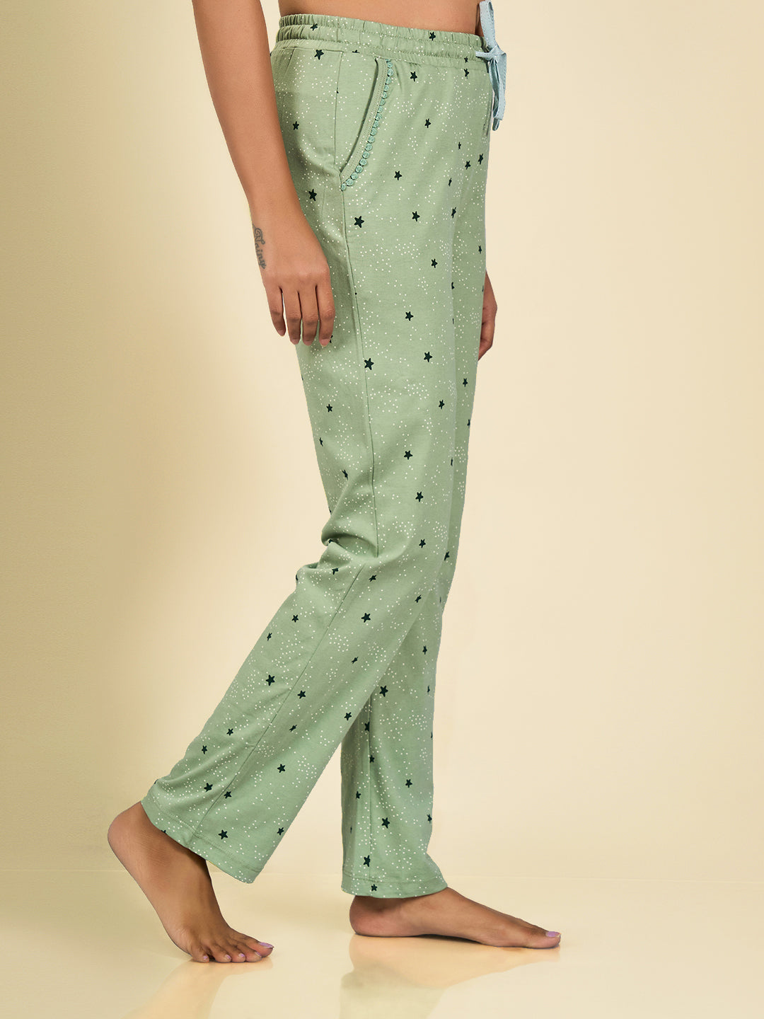 Green Printed Cotton Pyjama