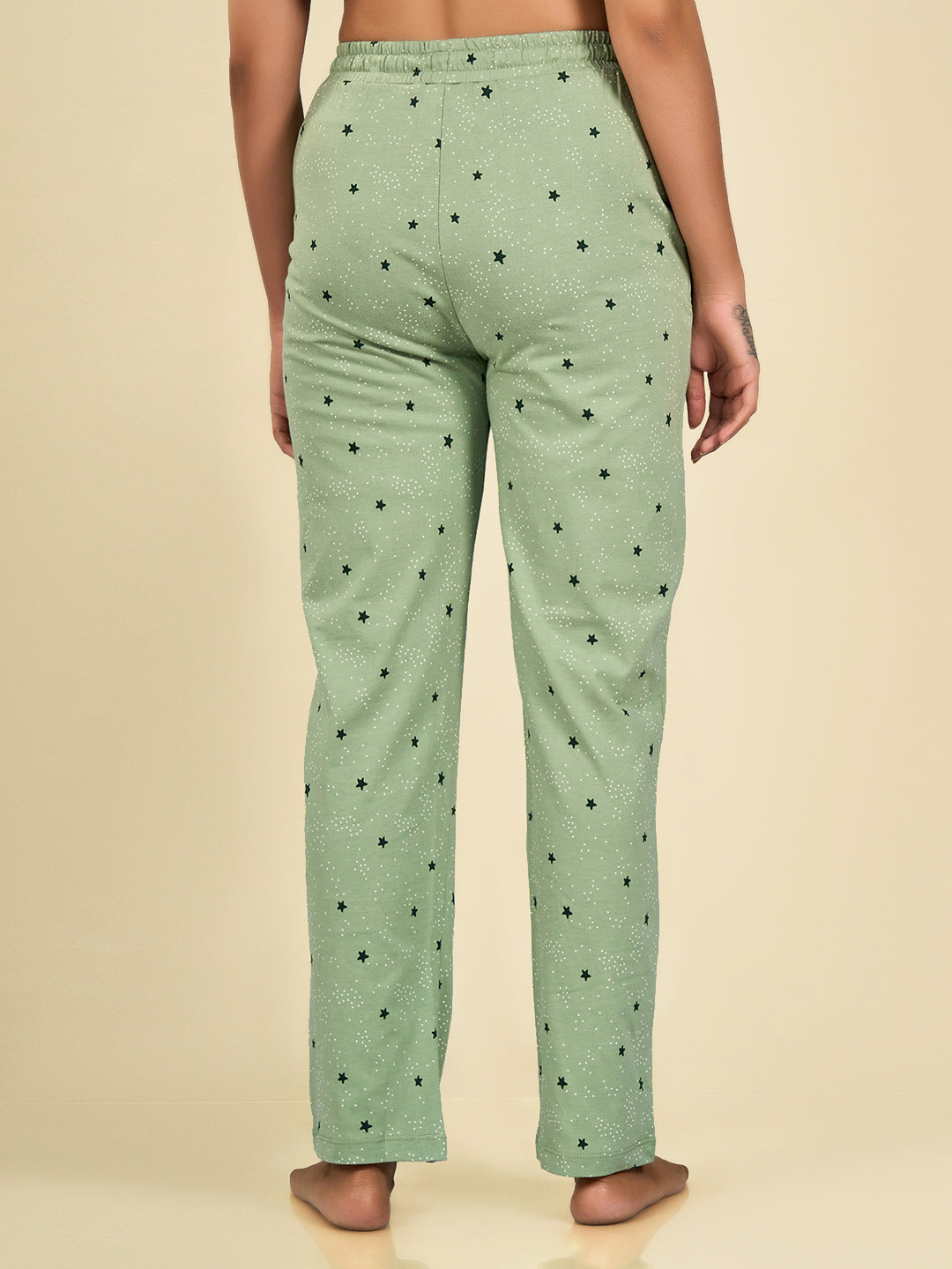 Green Printed Cotton Pyjama