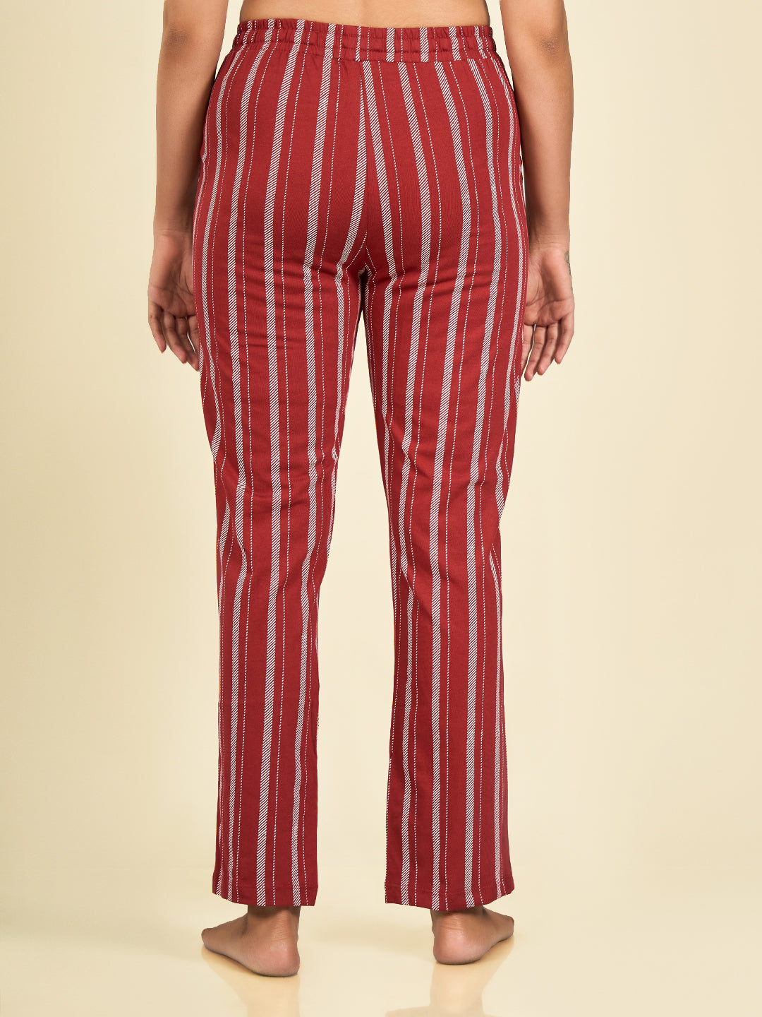 Red Striped Cotton Pyjama for Women