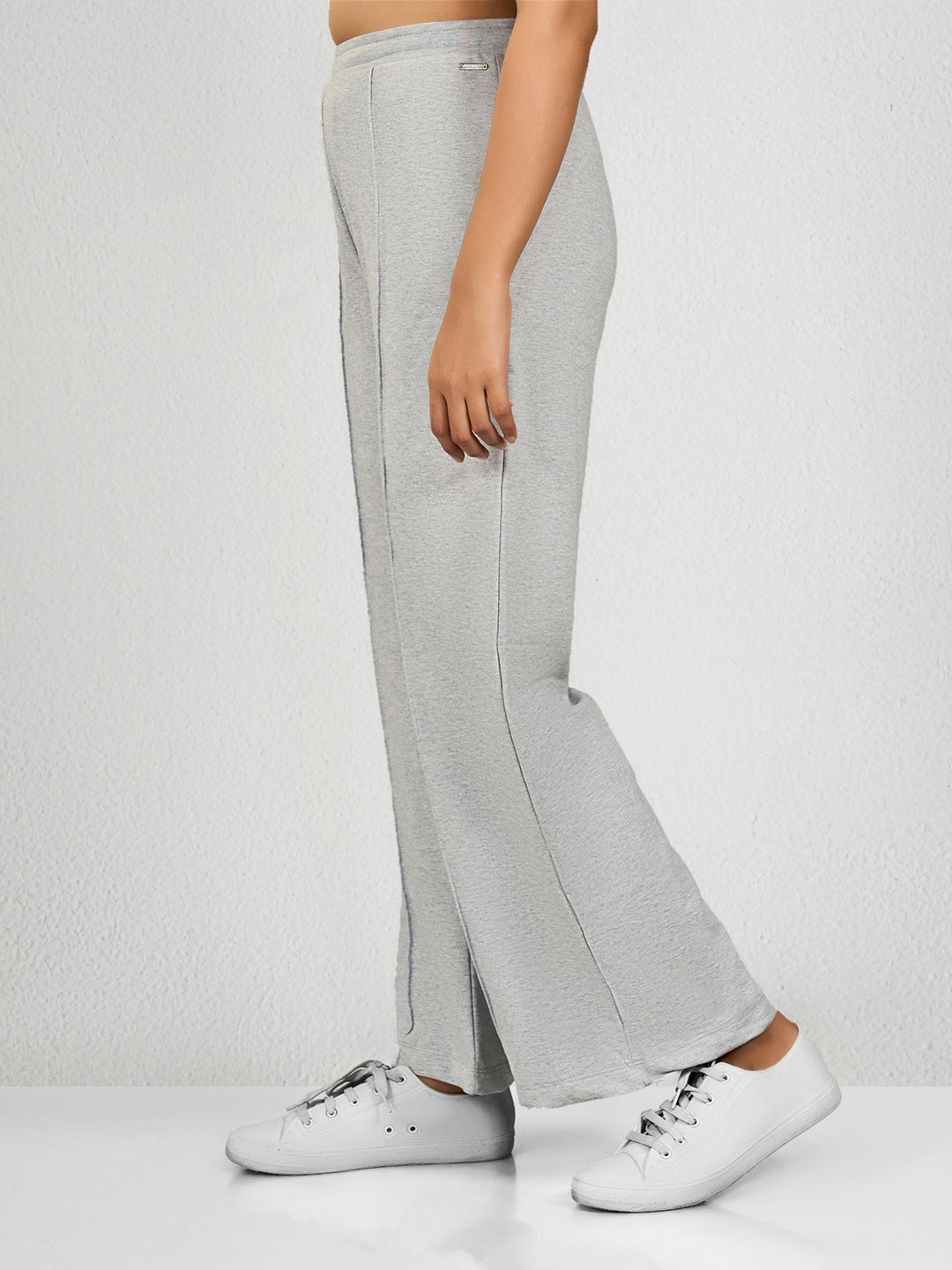 Grey Solid Spandex Track Pant