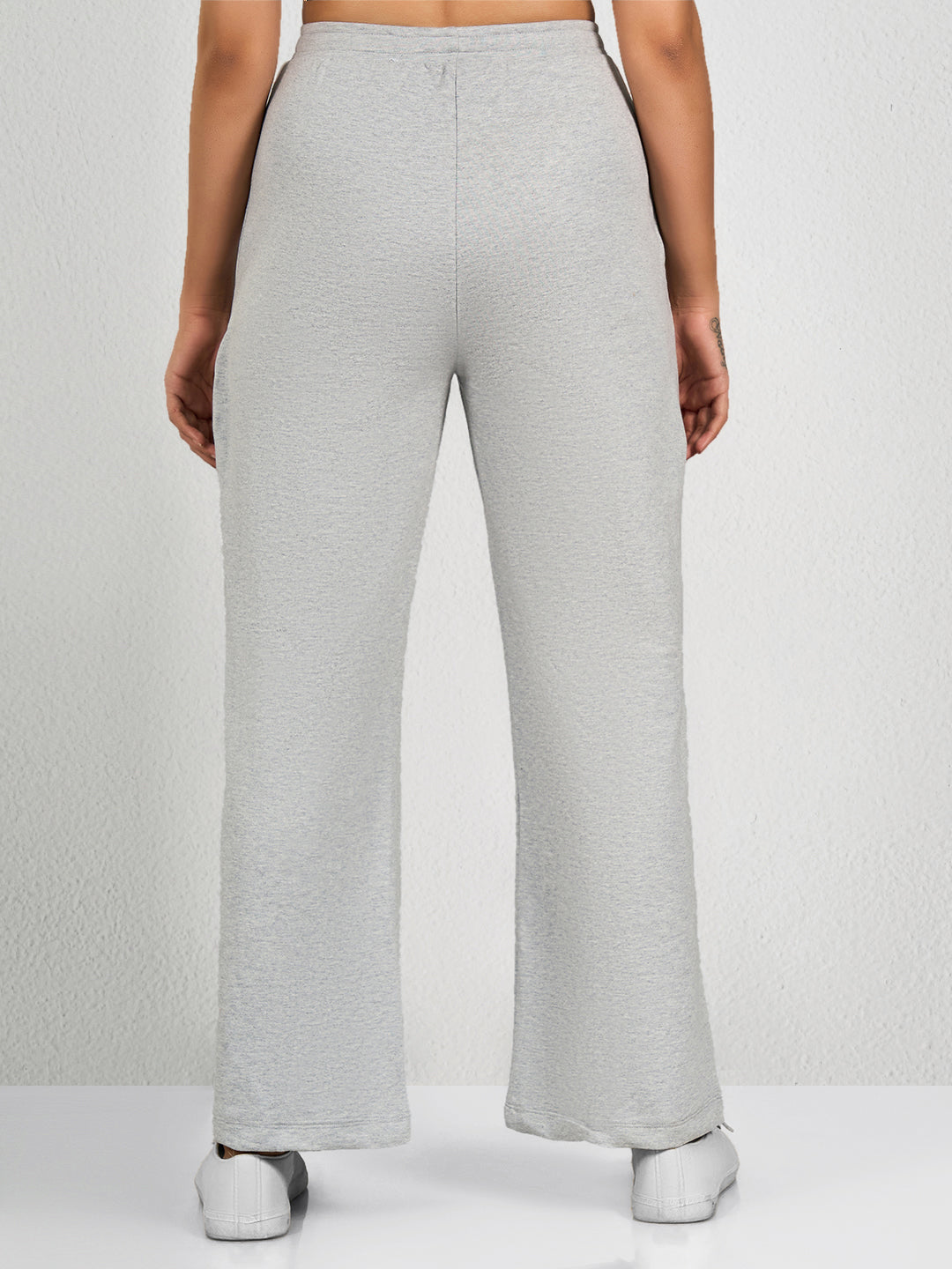 Grey Solid Spandex Track Pant
