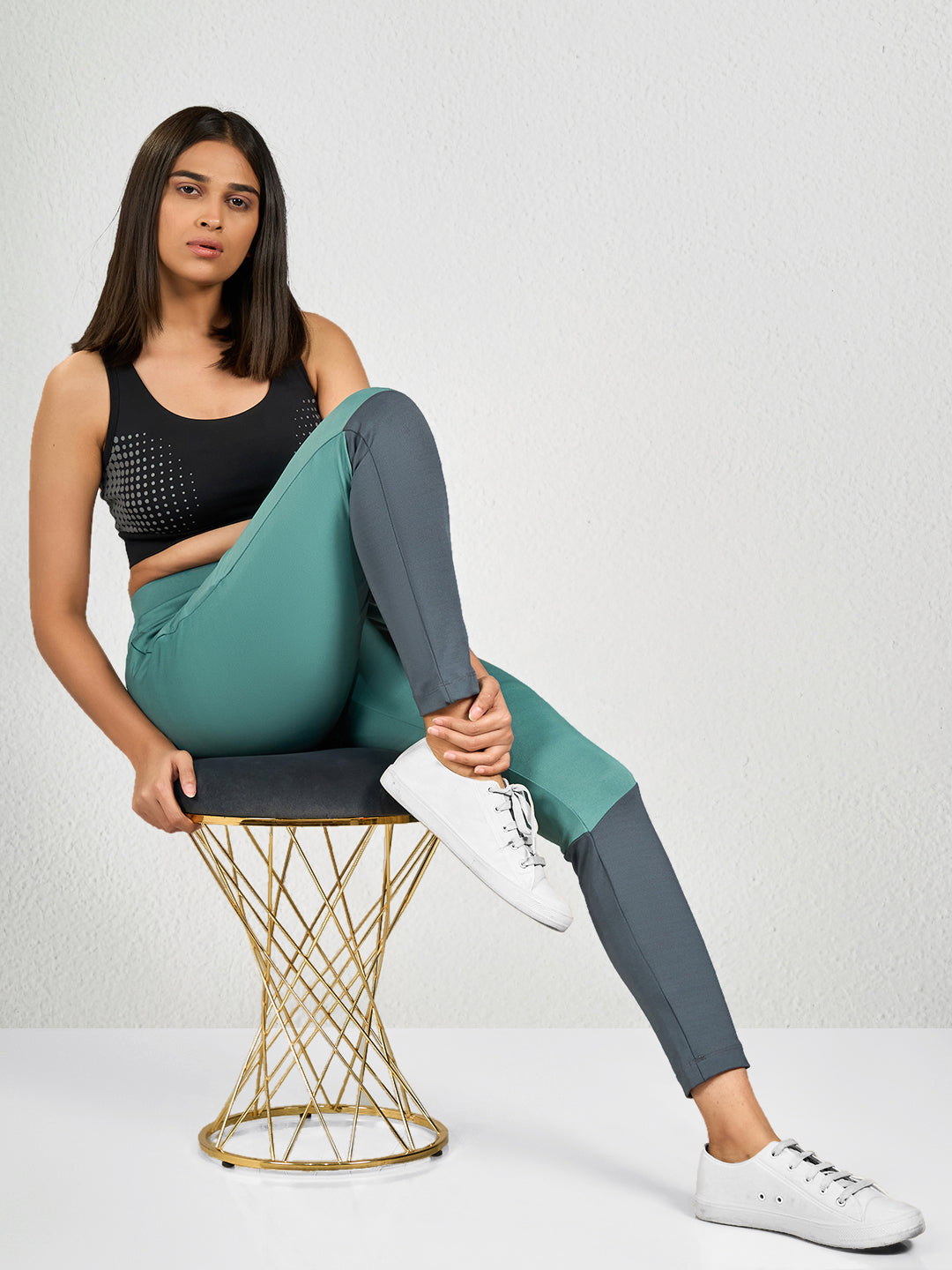 Green & Grey Yoga Pants For Women