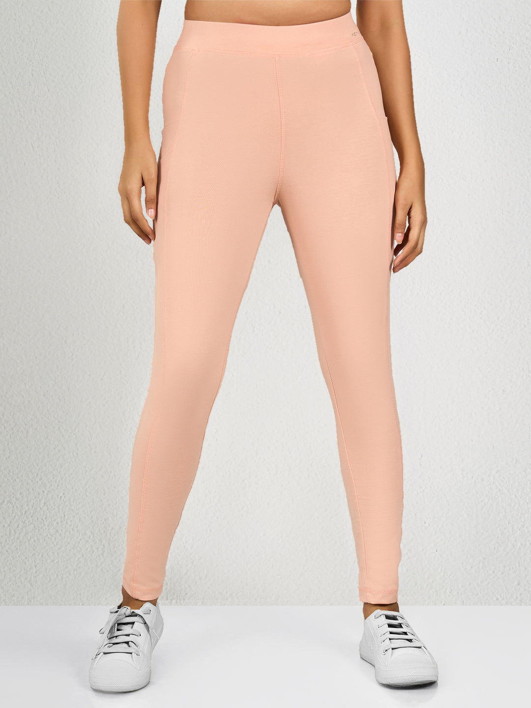 Light Pink Solid Track Pants Leggings for Women