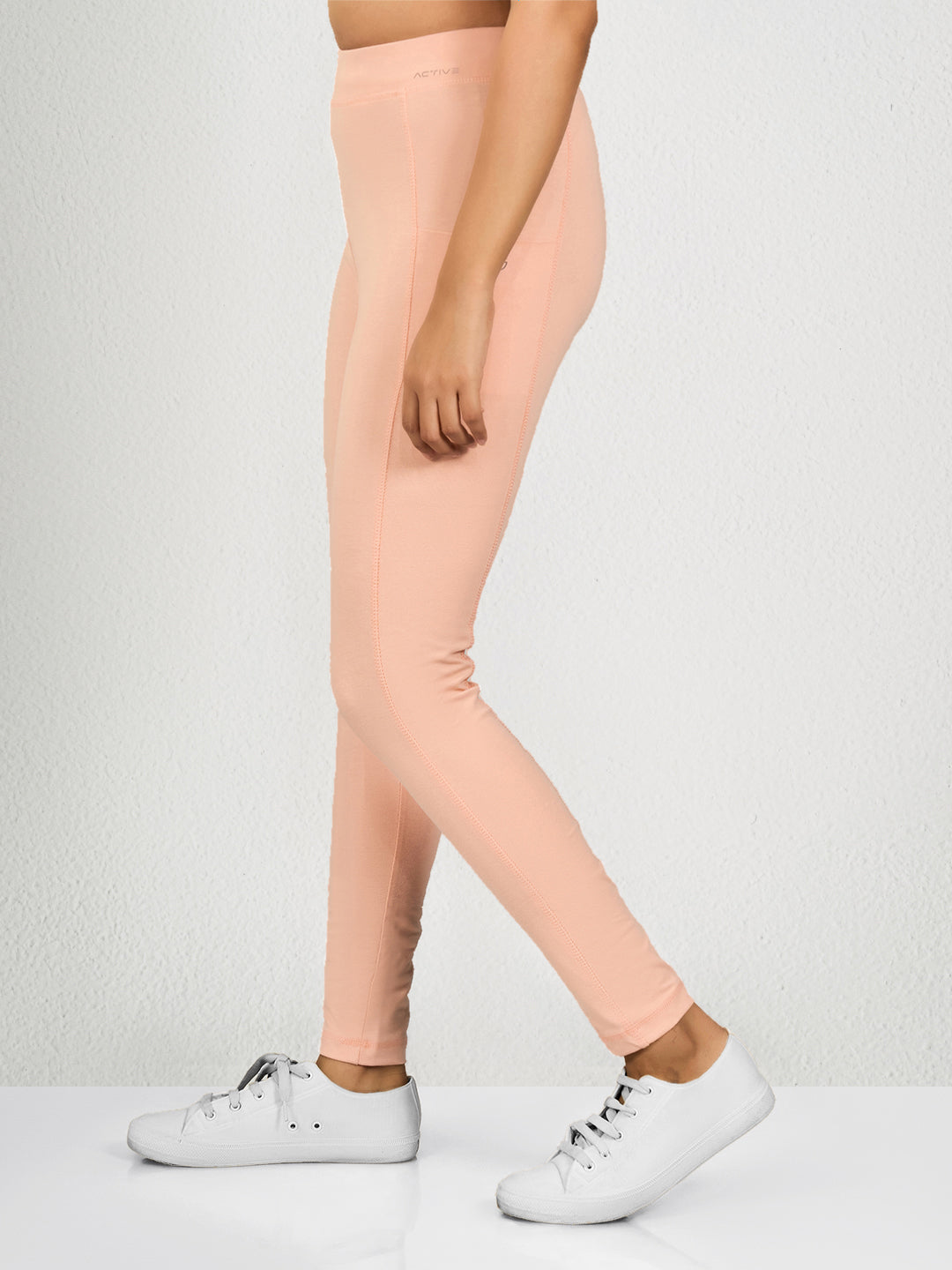 Light Pink Solid Track Pants Leggings for Women