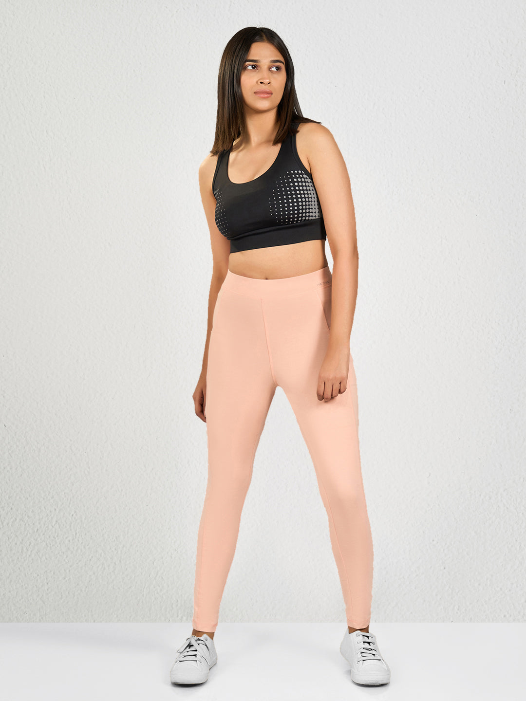 Light Pink Solid Track Pants Leggings for Women