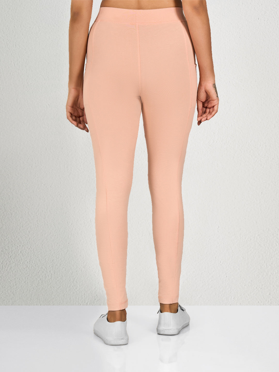 Light Pink Solid Track Pants Leggings for Women