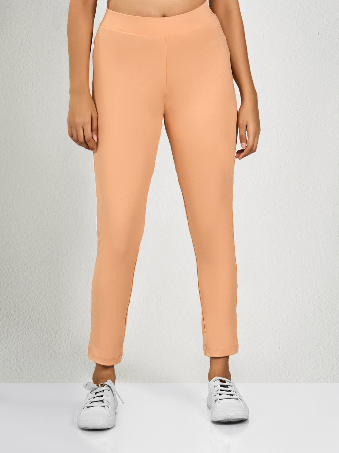 Peach Solid Yoga Pants for Women