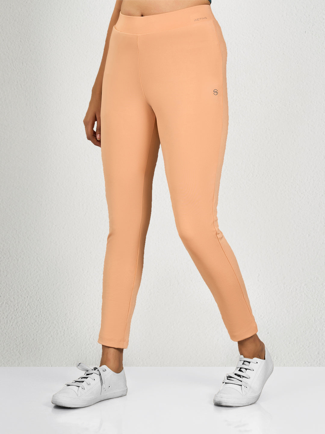Peach Solid Yoga Pants for Women