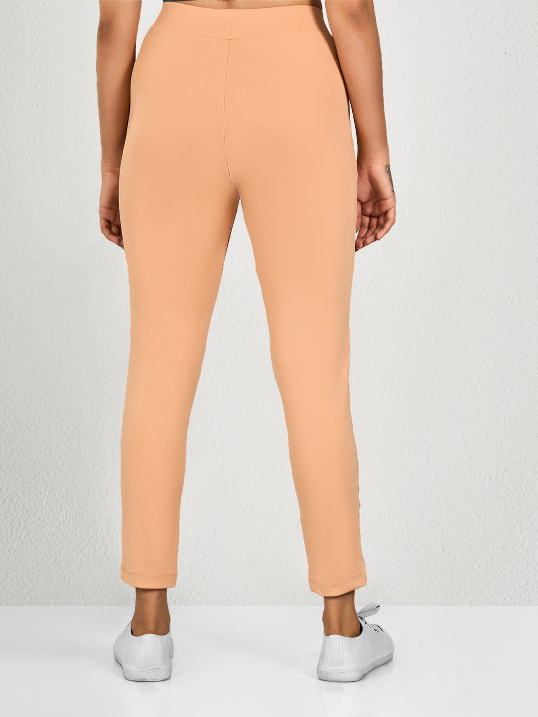 Peach Solid Yoga Pants for Women