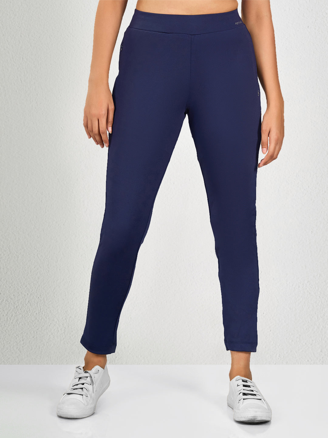 Blue Solid Yoga Pants for Women