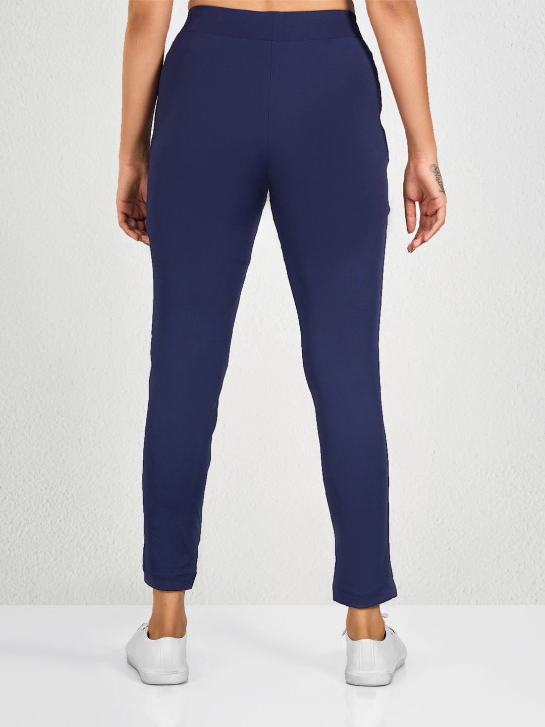 Blue Solid Yoga Pants for Women