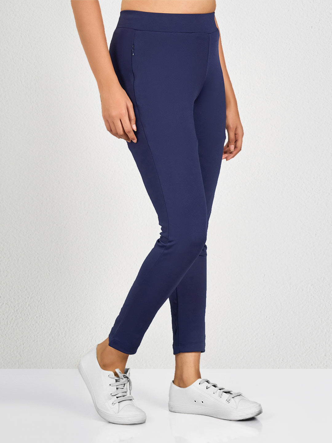 Blue Solid Yoga Pants for Women