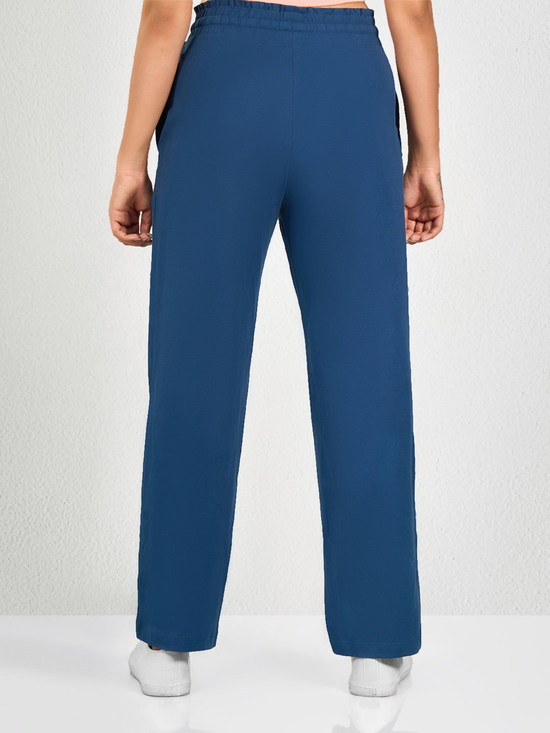 Blue Solid Cotton Track Pant