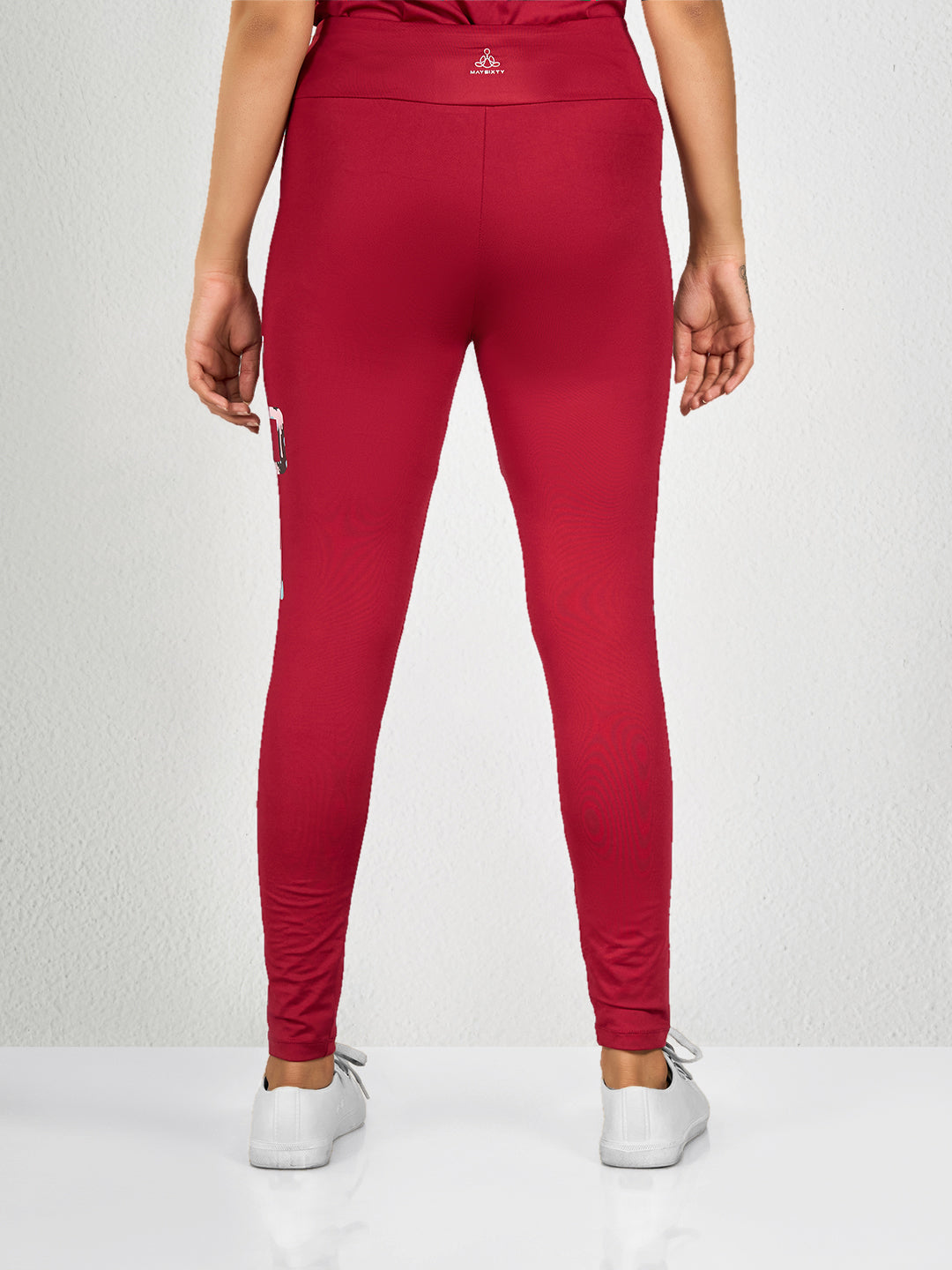 Maroon Printed Yoga Pants