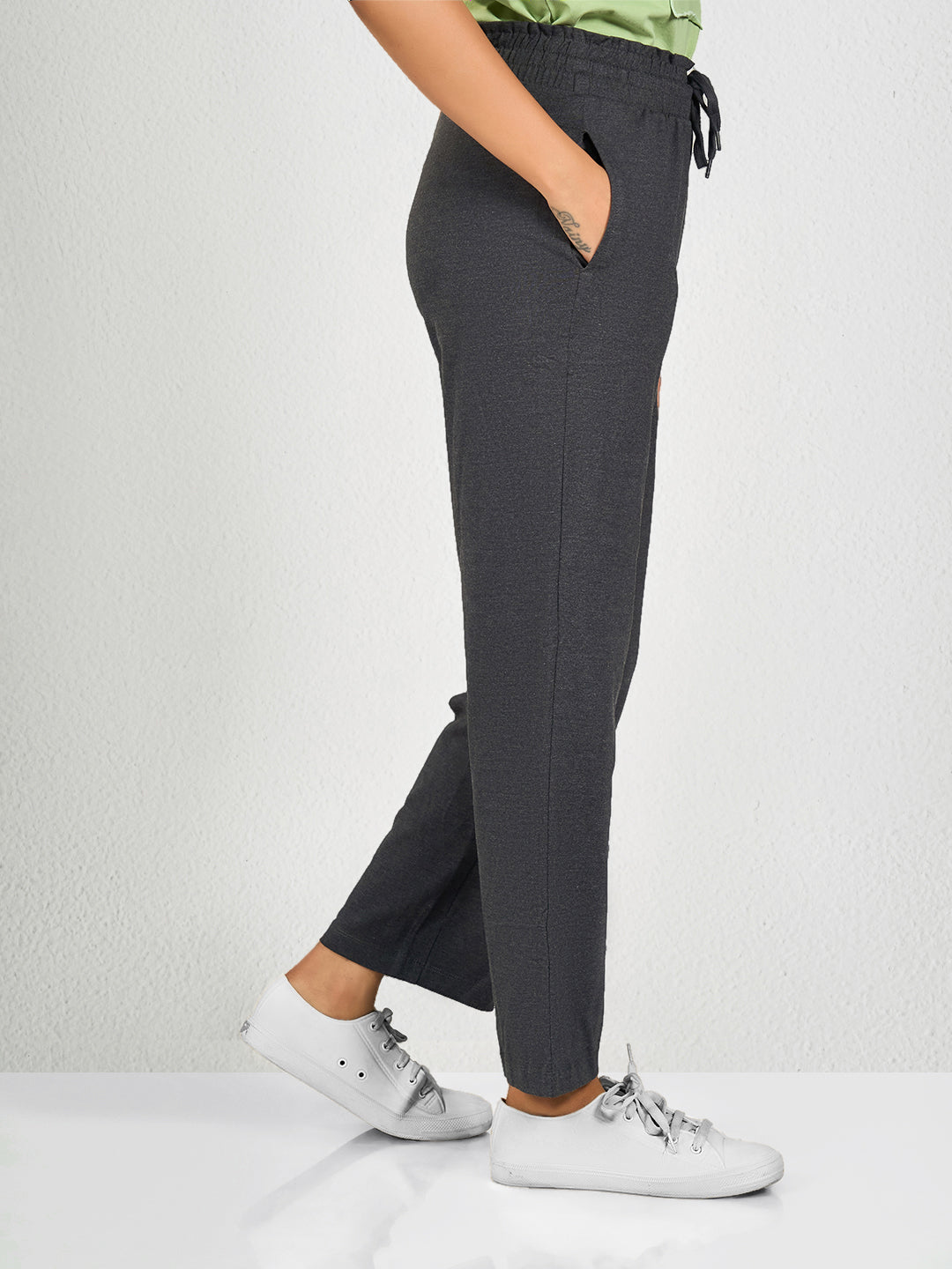 Dark Grey Solid Comfy Track Pant