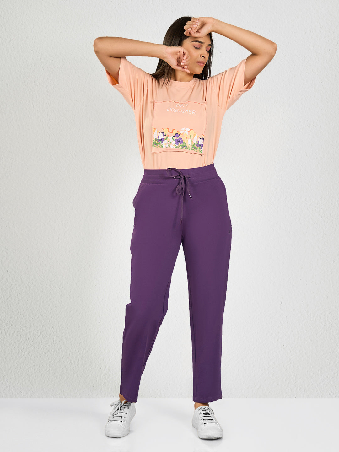 Purple Solid BB Track Pant
