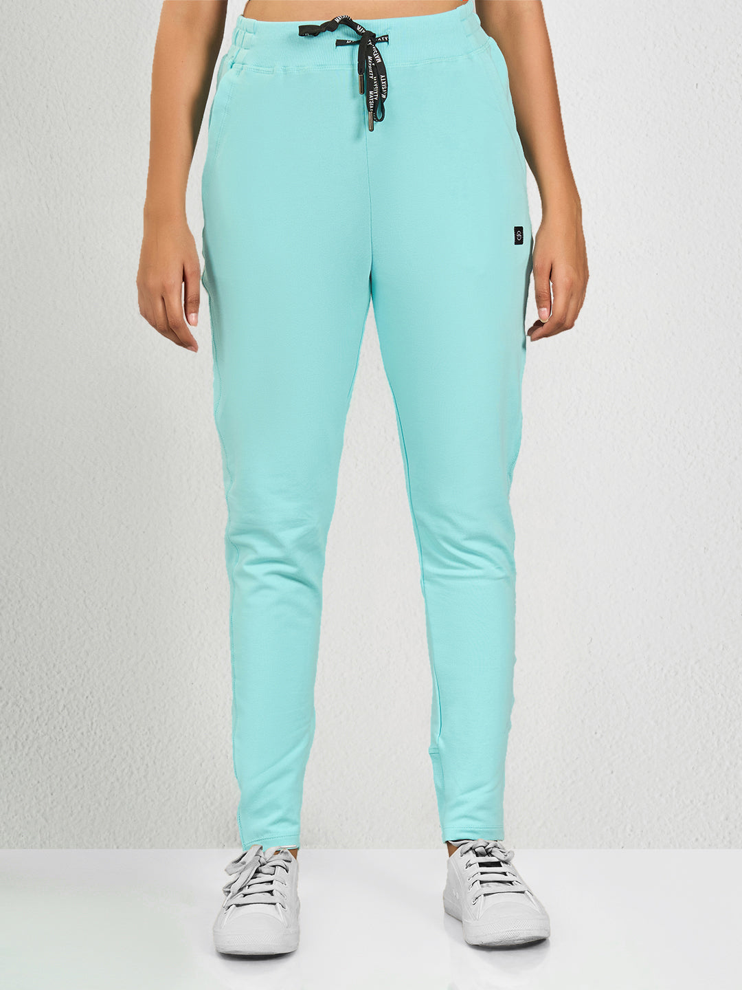 Sky Blue Solid Lycra Track Pant