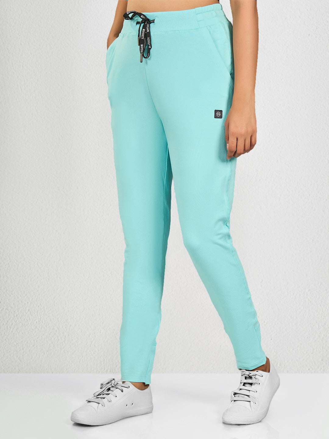 Sky Blue Solid Lycra Track Pant