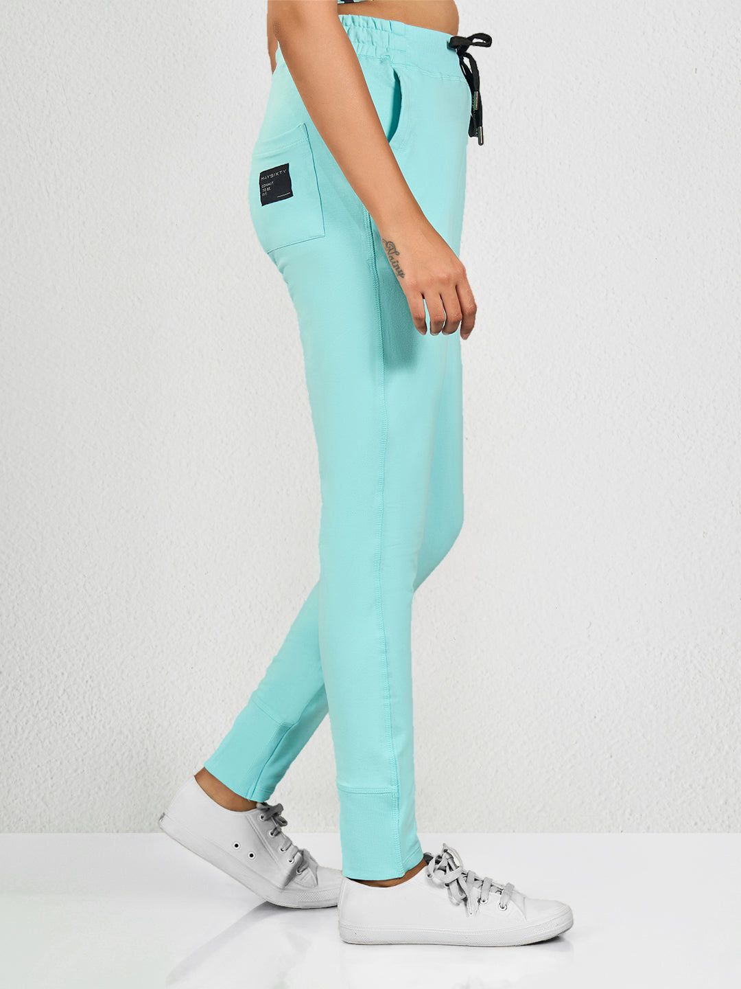 Sky Blue Solid Lycra Track Pant