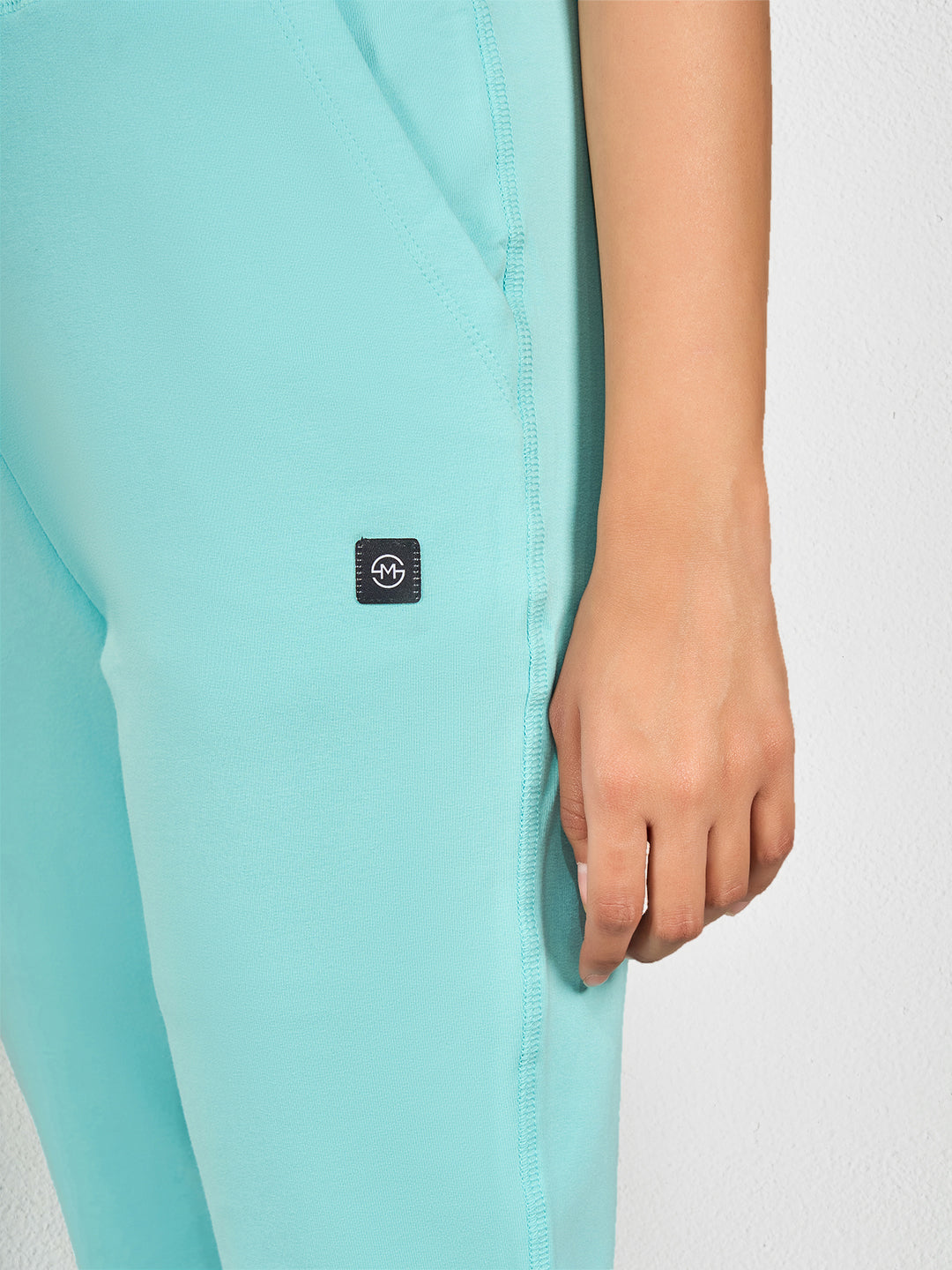 Sky Blue Solid Lycra Track Pant
