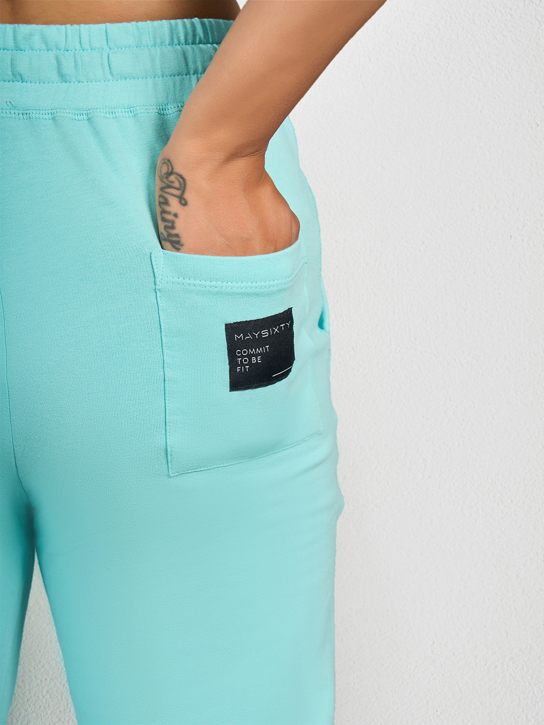 Sky Blue Solid Lycra Track Pant