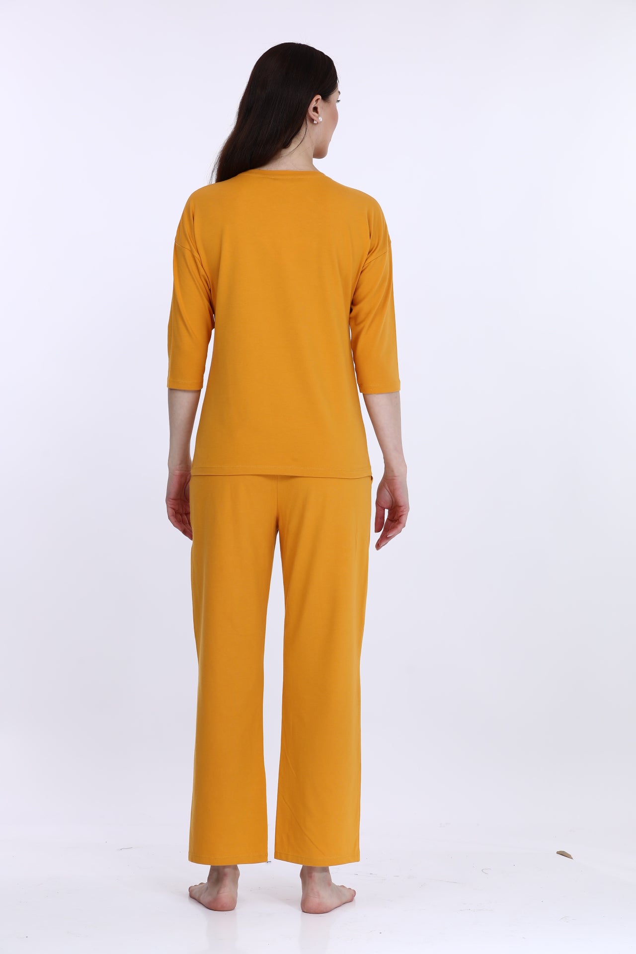 Yellow 3/4 Sleeve Cotton Co-Ord Set