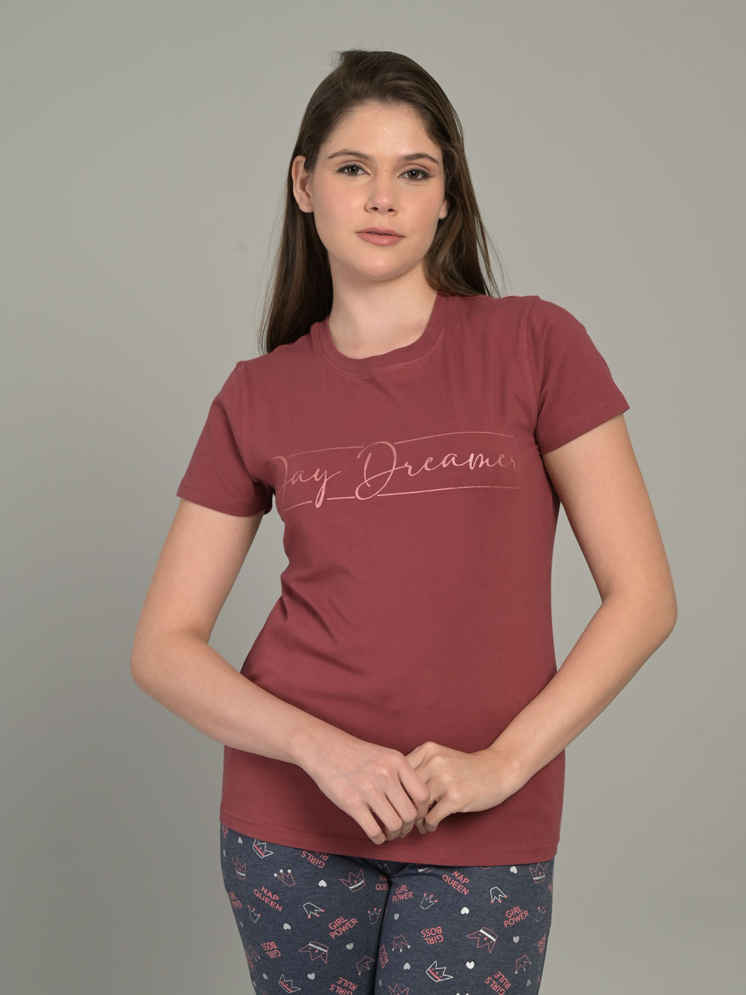 Round Neck Brown Half Sleeve T-Shirt