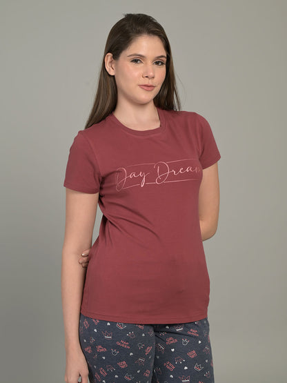 Round Neck Brown Half Sleeve T-Shirt