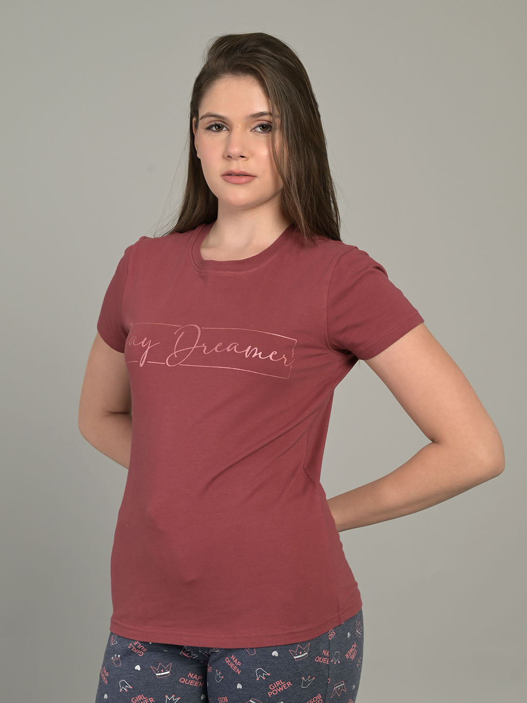 Round Neck Brown Half Sleeve T-Shirt