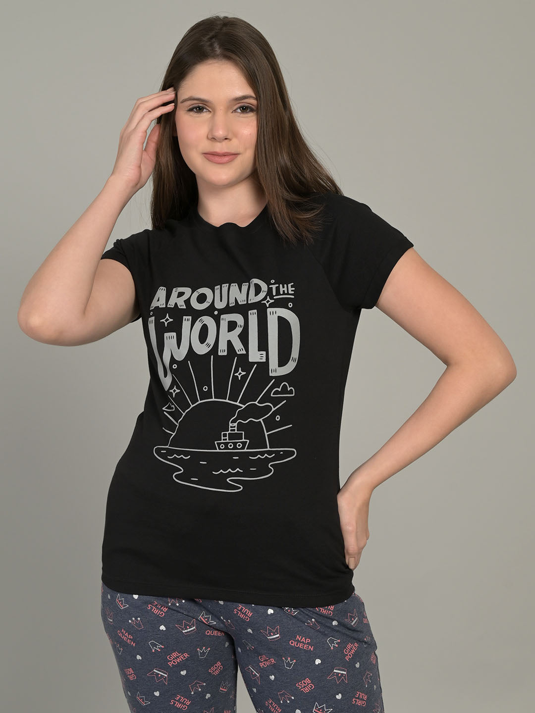 Round Neck Black Half Sleeve T-Shirt