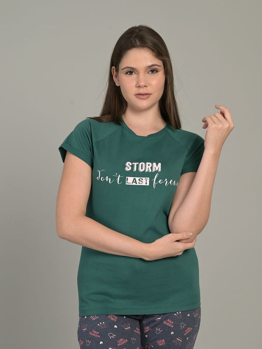 Round Neck Green Half Sleeve T-Shirt