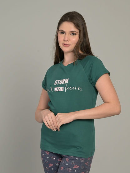 Round Neck Green Half Sleeve T-Shirt