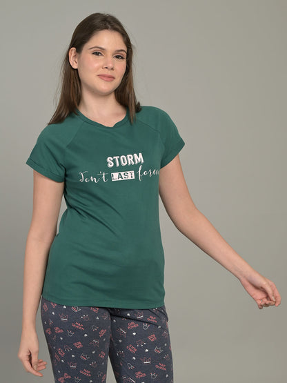 Round Neck Green Half Sleeve T-Shirt