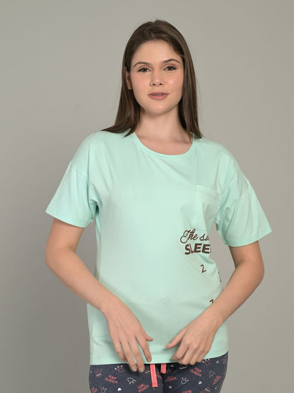 Round Neck Green Half Sleeve T-Shirt