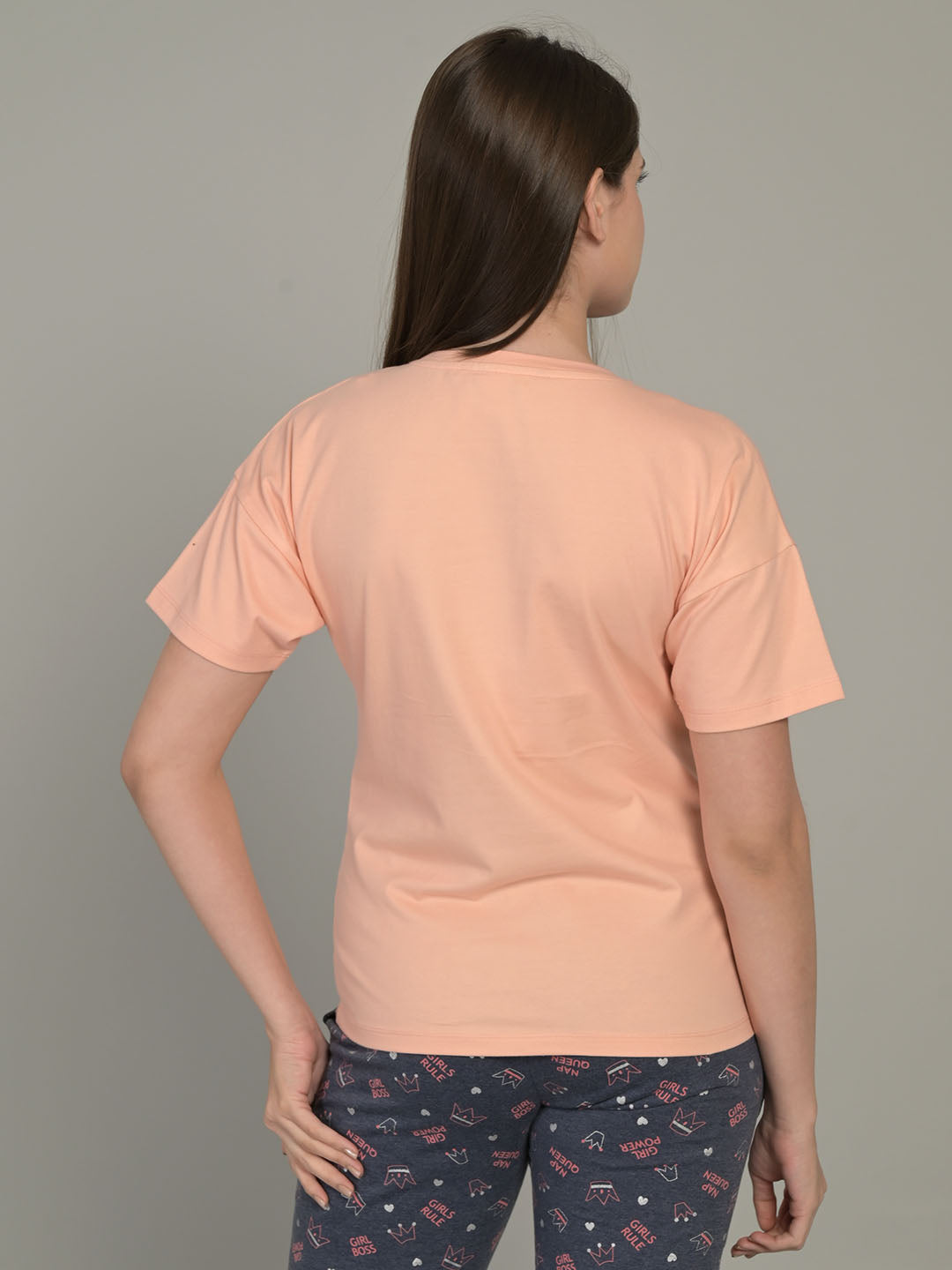 Round Neck Pink Half Sleeve T-Shirt