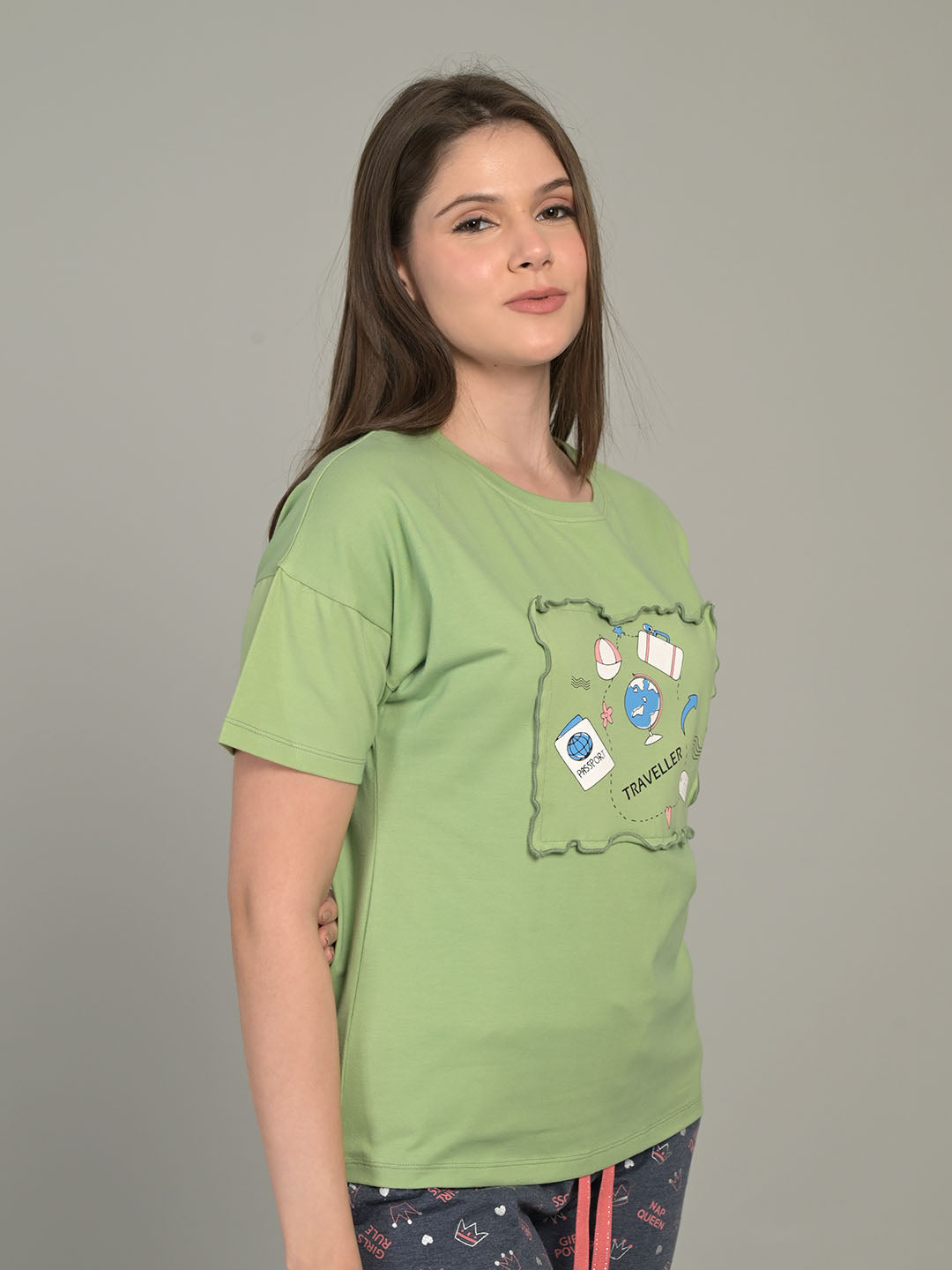 Round Neck Green Half Sleeve T-Shirt