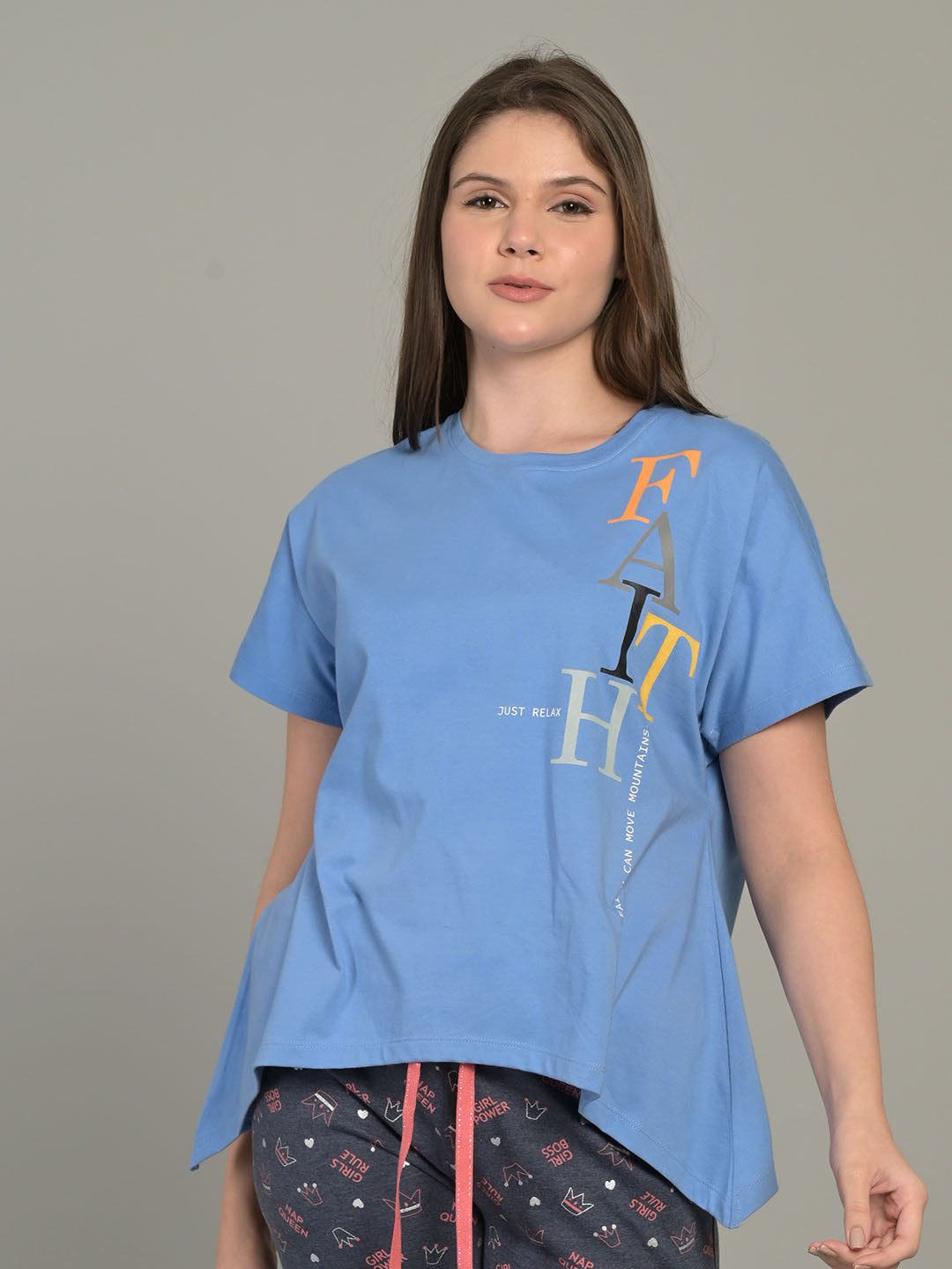 Round Neck Blue Half Sleeve T-Shirt