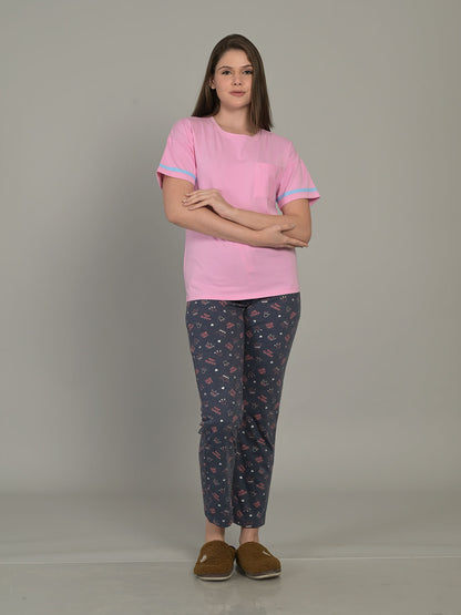 Round Neck Pink Half Sleeve T-Shirt