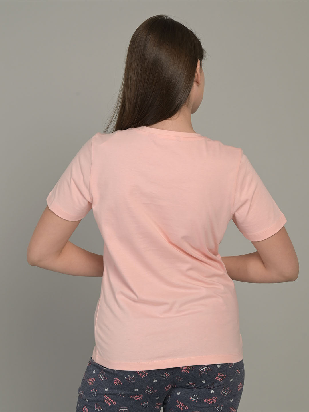 V Neck Pink Half Sleeve T-Shirt