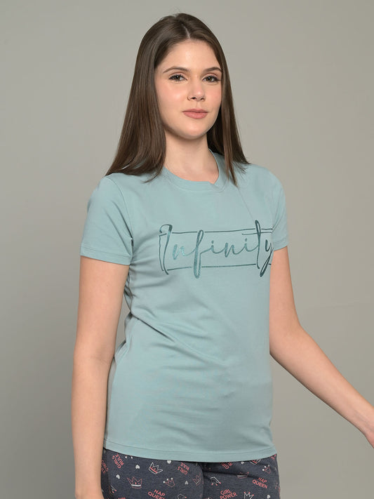 Round Neck Blue Half Sleeve T-Shirt