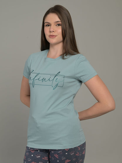 Round Neck Blue Half Sleeve T-Shirt