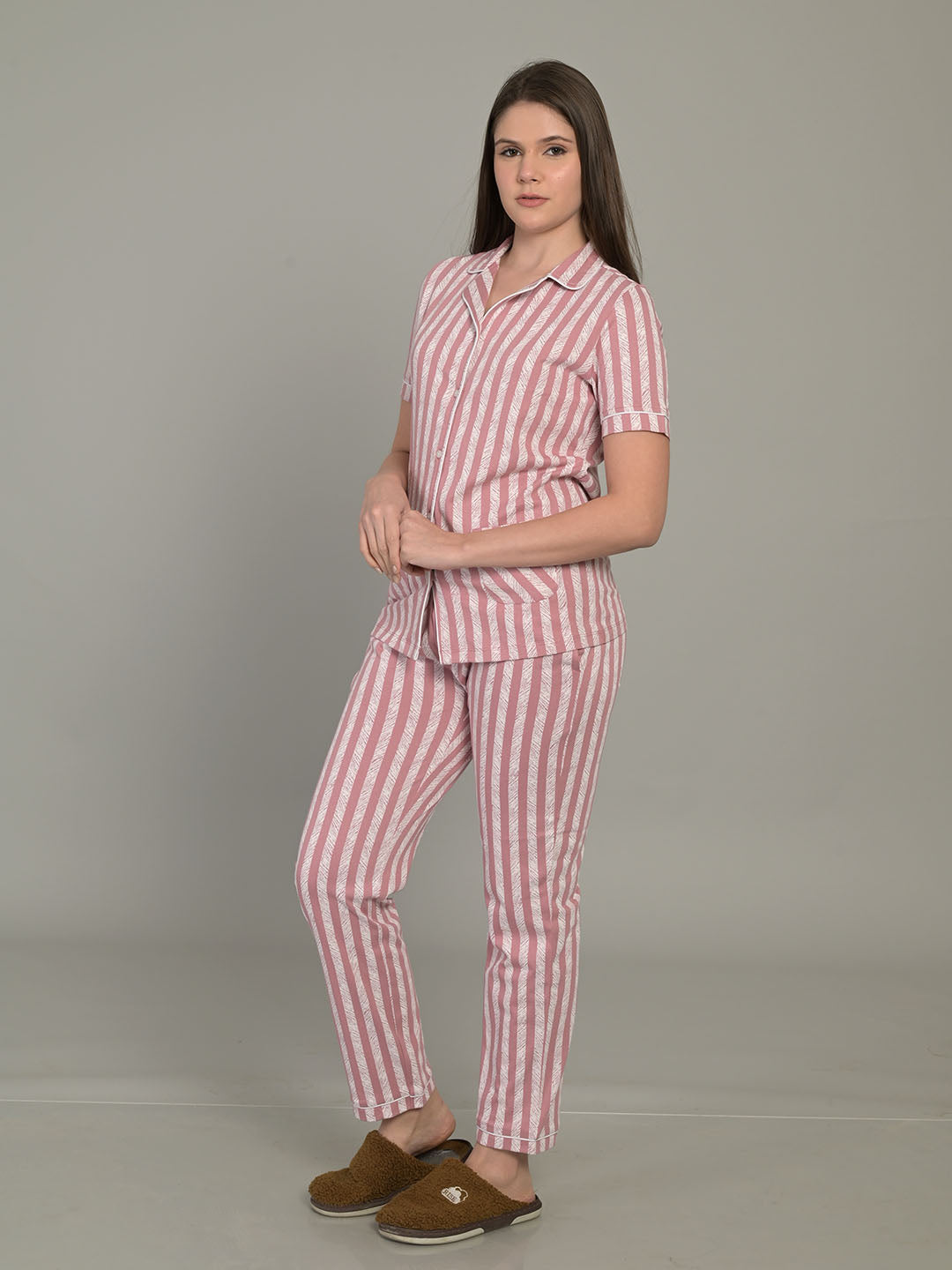 Peach Half Sleeve Top & Pyjama Set