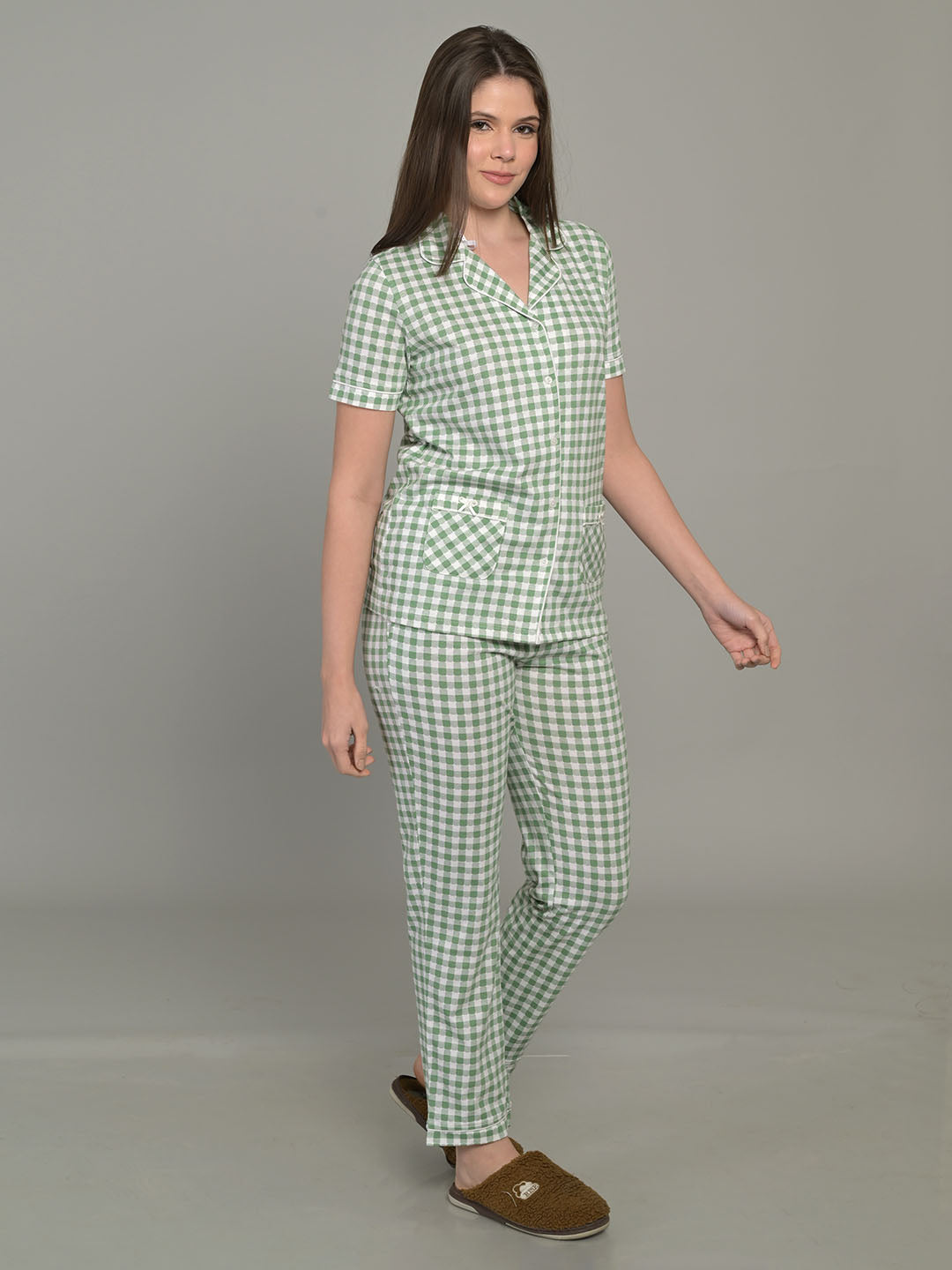 Green Half Sleeve Top & Pyjama Set