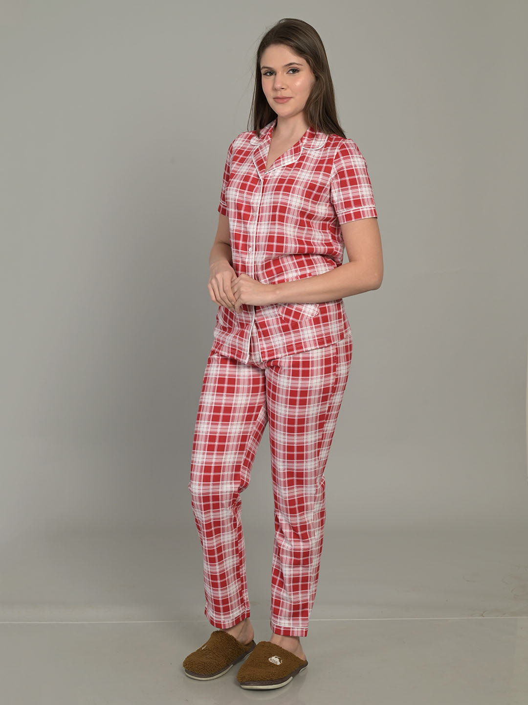 Red Half Sleeve Top & Pyjama Set